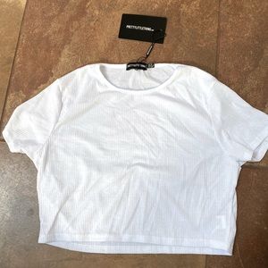 White ribbed cropped tshirt NWT